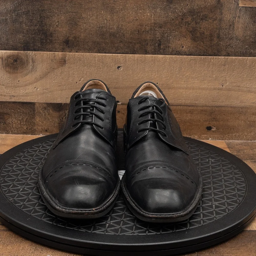 ECCO CAP TOE BLACK LEATHER MENS OXFORDS DRESS SHOES BUSINESS CASUAL SIZE 12/46
